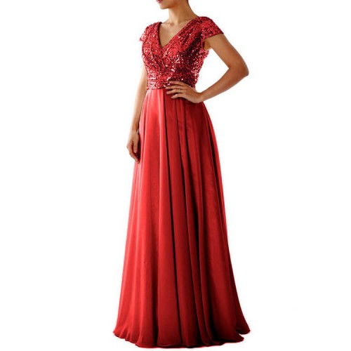 Glamorous V-Neck Sleeveless Long Prom Dress