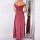 Casual Off Shoulder Floral Print Evening Dress -Red image