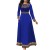 Retro Style Ethnic Printed High Waist Long Dress-Blue