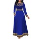 Retro Style Ethnic Printed High Waist Long Dress-Blue image
