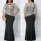 Vintage Short Sleeve Front Lace Cutout Maxi Dress -Black image