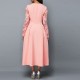   Lace Patchwork Stitching High Waist Evening Dress- Pink image