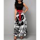 Round Neck Belted Floral Short Sleeve Maxi Dress 