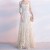 Ruffle Elegant Sequins Lace Short Sleeve Party Dress -Cream