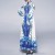 Retro Palace Printed Lapel Long-sleeved  Maxi Dress - Blue
