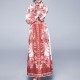 Retro Palace Printed Lapel Long-sleeved Maxi Dress - Red image