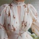Star Slit Lantern Sleeve Half Neck Sequin Party Dress -Cream image