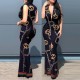 Stylish Metal Chain Printed Sleeveless Maxi Dress
