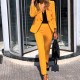 Elegant Ladies Formal Two Piece Blazer Suit Set -Yellow image