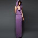 New Stylish Sleeveless Backless Split Elastic Waist Hooded Maxi Dress-Purple image