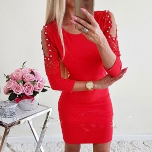 Lace Patchwork Long Sleeved Bodycon Mini Hoodie Dress 