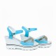 Wedge Platform Ankle Strap Open Toe Sandals -Light Blue image