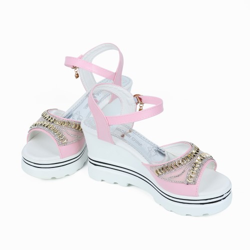 Wedge Platform Ankle Strap Open Toe Sandals -Pink image
