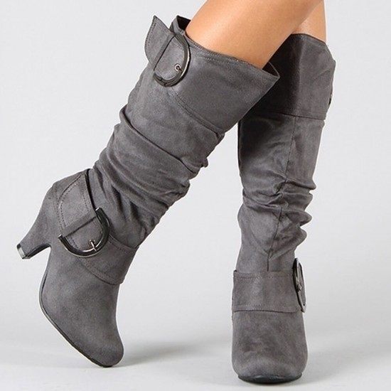 grey calf high boots