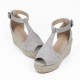 Women Fashion Buckle Up Peep ToeWedge Heel Sandals -Grey image