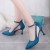 Pointed Toe Shallow Mouth Stiletto Heels Shoes -Blue