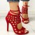 American Style Stiletto Lace Up Cross Strap Sandals -Red 