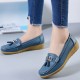 Fashionable Round Toe Soft Rubber Sole Flat Shoes-Blue image