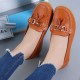 Fashionable Round Toe Soft Rubber Sole Flat Shoes-Brown image