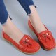 Fashionable Round Toe Soft Rubber Sole Flat Shoes-Red image