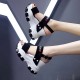 Women Fashion Open Toe Buckle High Heel Chunky Sandal-Black image