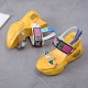 Thick Bottom Transparent Crystal Belt Buckle Sandal-Yellow image