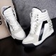 Revert Style Lace Up Wedge High Sole Sneakers - White image