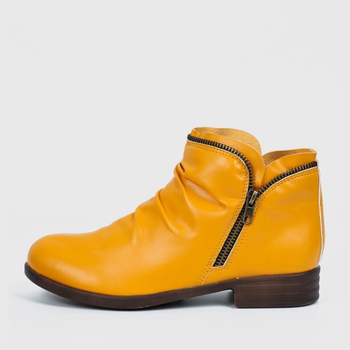 New Trendy Zipper Fold Low Heel Women Boot-Orange image