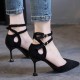 Stylish Close Toe Belt Buckle Stiletto High Heel-Black image