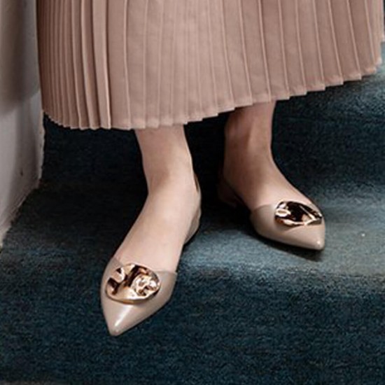 Classic Pointed Close Toe Flat Sandal-Beige image