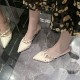 French Fashion Revert Pointed Mid Stiletto Heel Shoes-Beige image