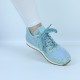 Glitter Sequin Lace Up Casual Sneakers -Light Blue image