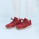 Glitter Sequin Lace Up Casual Sneakers -Red image