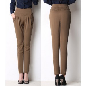 Women Casual Harem Pants Spring and autumn Trousers -Dark Brown
