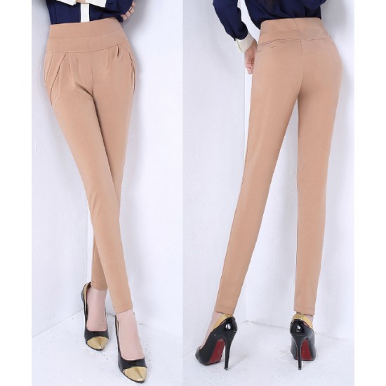 Women Casual Harem Pants Spring and autumn Trousers -Brown image