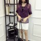 V Neck Quarter Sleeve Chiffon Thin Mesh With Inner Women Cover-purple image
