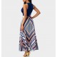 Trendy Hanging Neck Top with High Waist Sleeveless Long Maxi Dress-Blue image