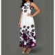 Classic Sleeveless Floral Round Neck High Waist Maxi Dress-White image