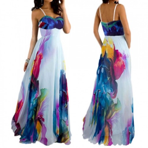 Casual Swing Floral Print Sleeveless Maxi Dress