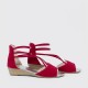 Fashion Comfort Solid Strap Low-heeled High Wedge Sandals-Red image