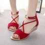 Fashion  Comfort Solid Strap Low-heeled Sandals-Red
