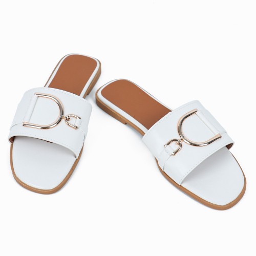  Casual Fashion Flip Flop Casual Flat Slippers-White image