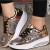 Stylish Round Toe Lace Up Shinning Glitter Sneaker -Golden