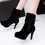 Suede Button Long Hot Style High Heeled Button Boots -Black