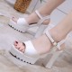 Classic Buckle Strap Open Strap Style High Heel Sandal -White image