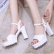 Classic Buckle Strap Open Strap Style High Heel Sandal -White image