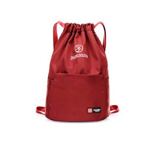 Casual Nylon Travelling Draw String Back Pack-Red image