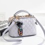 Fashion Rivet Casual Korean Style Women Shoulder Bag - Grey