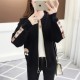 Full Sleeve Round Neck Cardigan Sweater Jacket-Black image