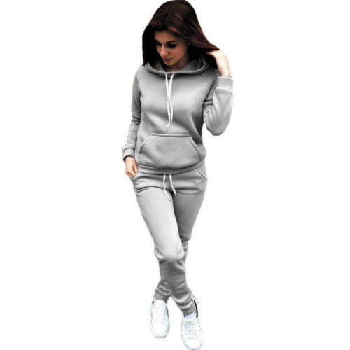 New Sports Wear Two Piece Trendy Hoodie Track Suit-Grey image